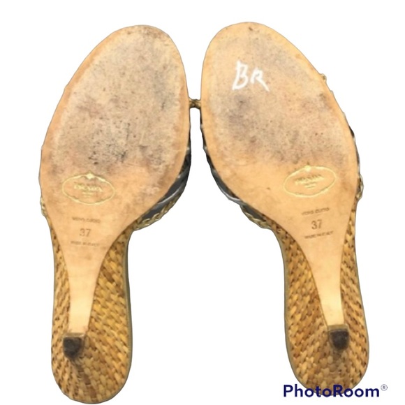 PRADA Gold/Silver Woven Sandals Size 7 - Picture 8 of 8